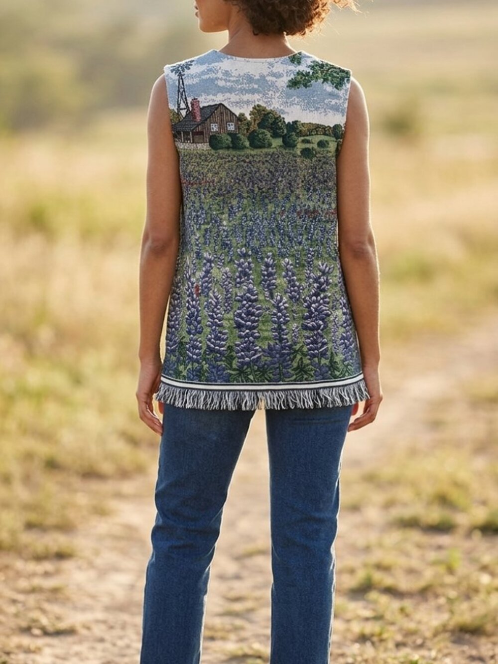 Blue bonnet Scenic Tapestry Vest